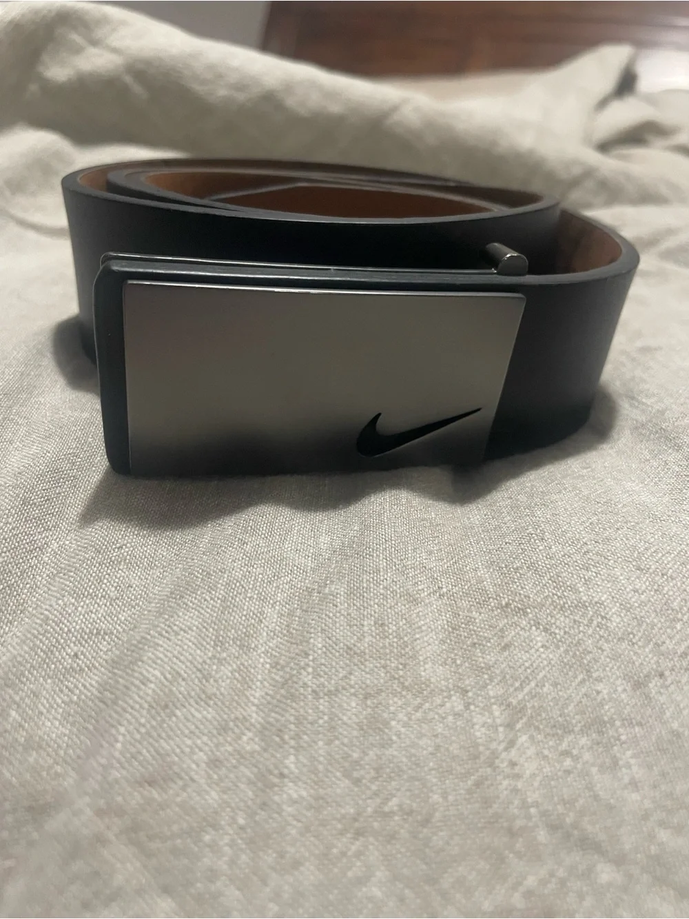 Nike Black Leather Belt with Buckle